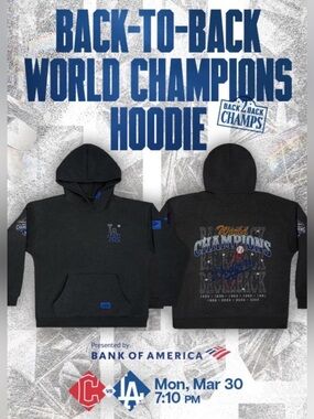 NEW XL 2026 SGA Los Angeles Dodgers Back to Back World Series Champions Hoodie
